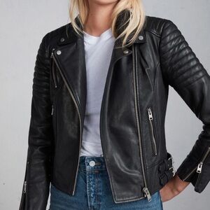 All Saints Papin Leather Biker Jacket, size 6